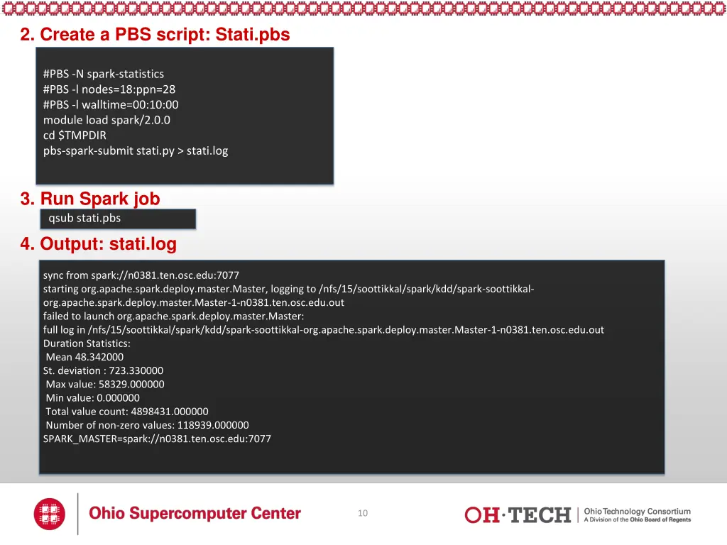 2 create a pbs script stati pbs