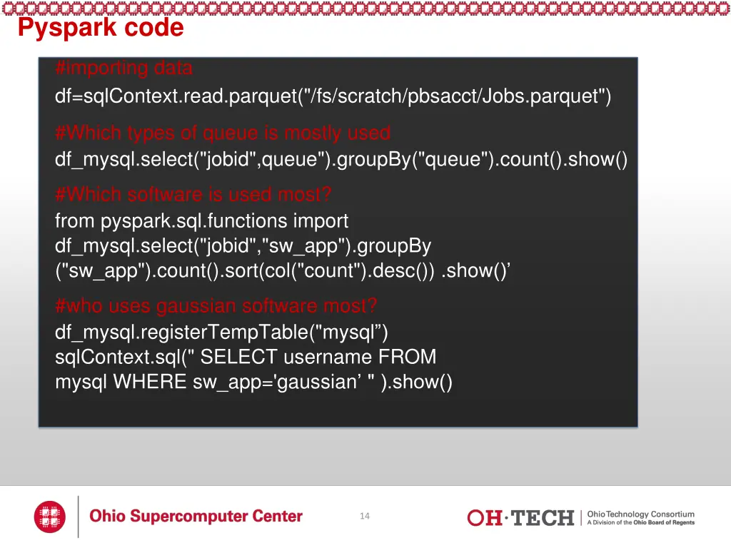 pyspark code