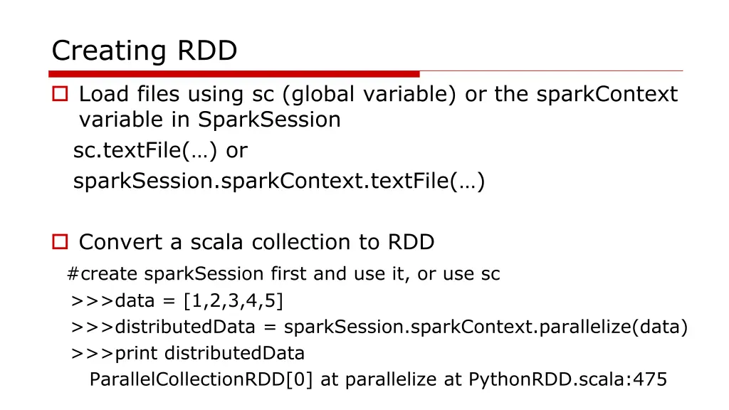 creating rdd