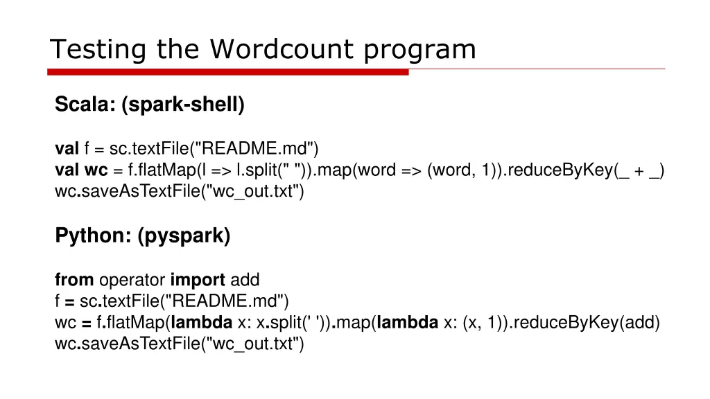 testing the wordcount program