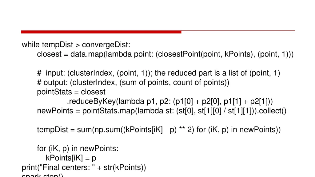 while tempdist convergedist closest data