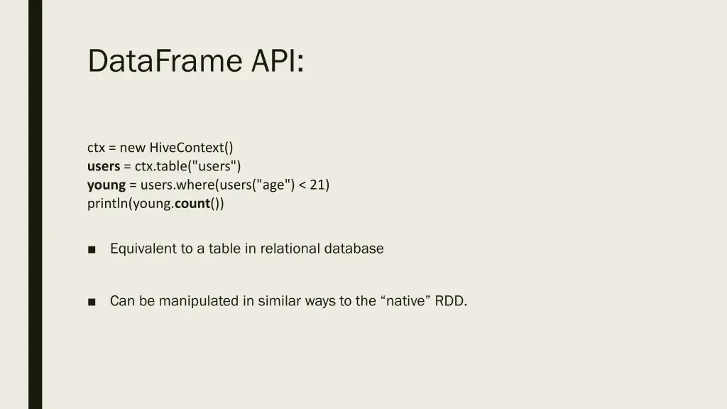 dataframe api