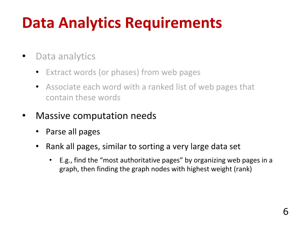 data analytics requirements