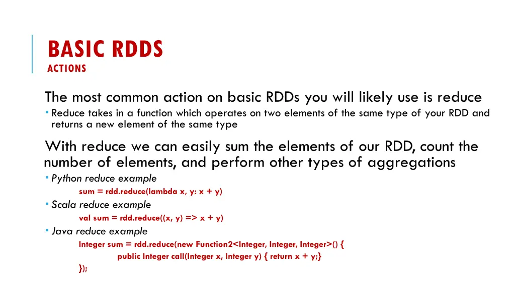 basic rdds actions