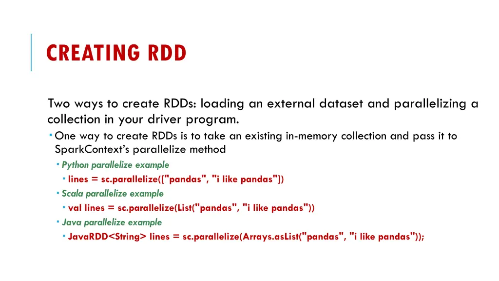 creating rdd