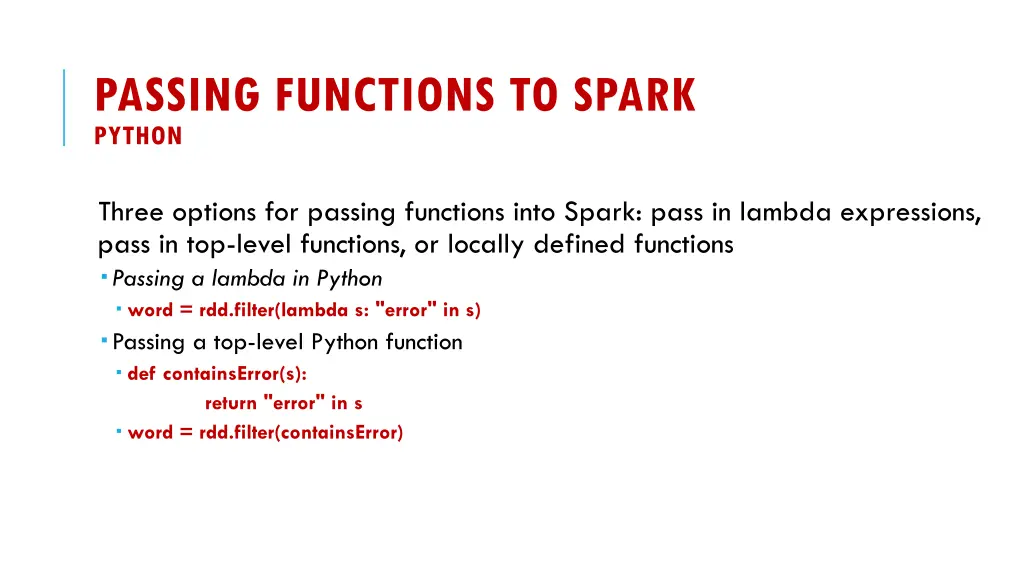 passing functions to spark python