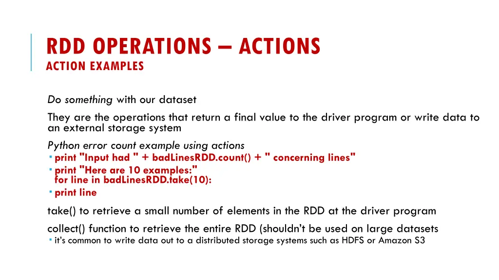 rdd operations actions action examples