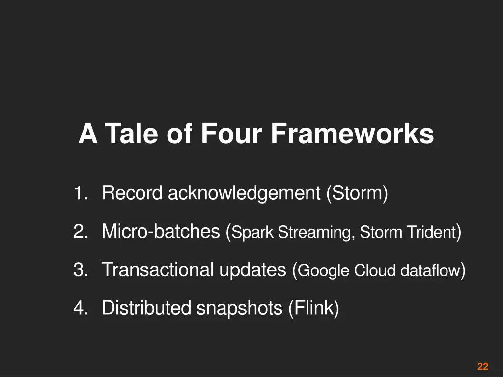 a tale of four frameworks