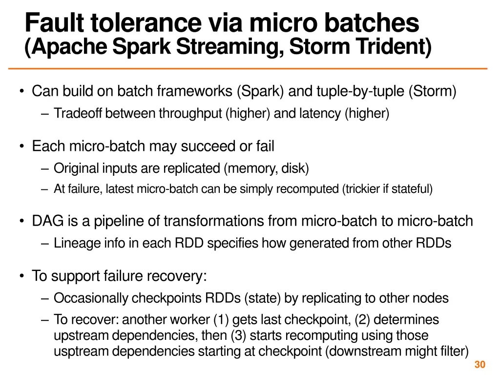 fault tolerance via micro batches apache spark