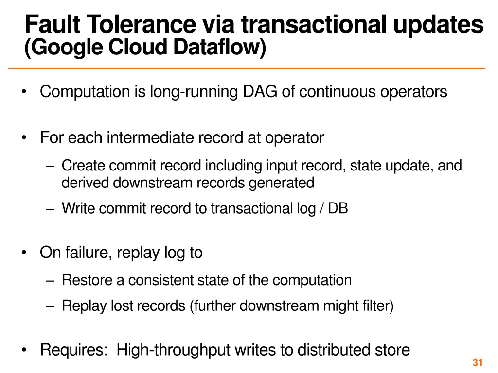 fault tolerance via transactional updates google