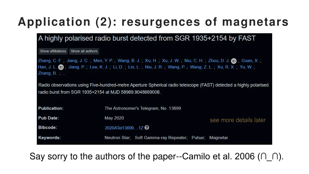 application 2 resurgences of magnetars