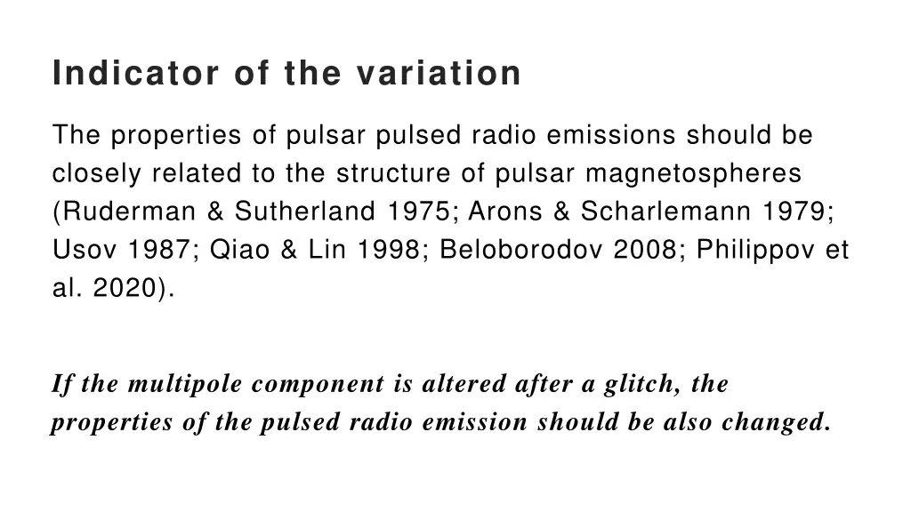 indicator of the variation