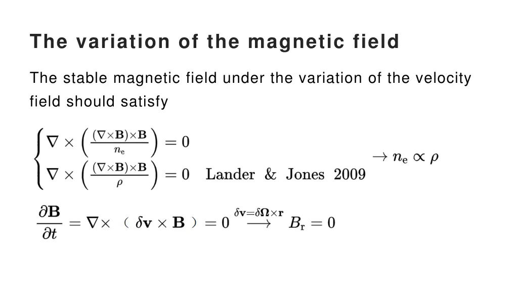 the variation of the magnetic field