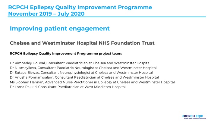 rcpch epilepsy quality improvement programme