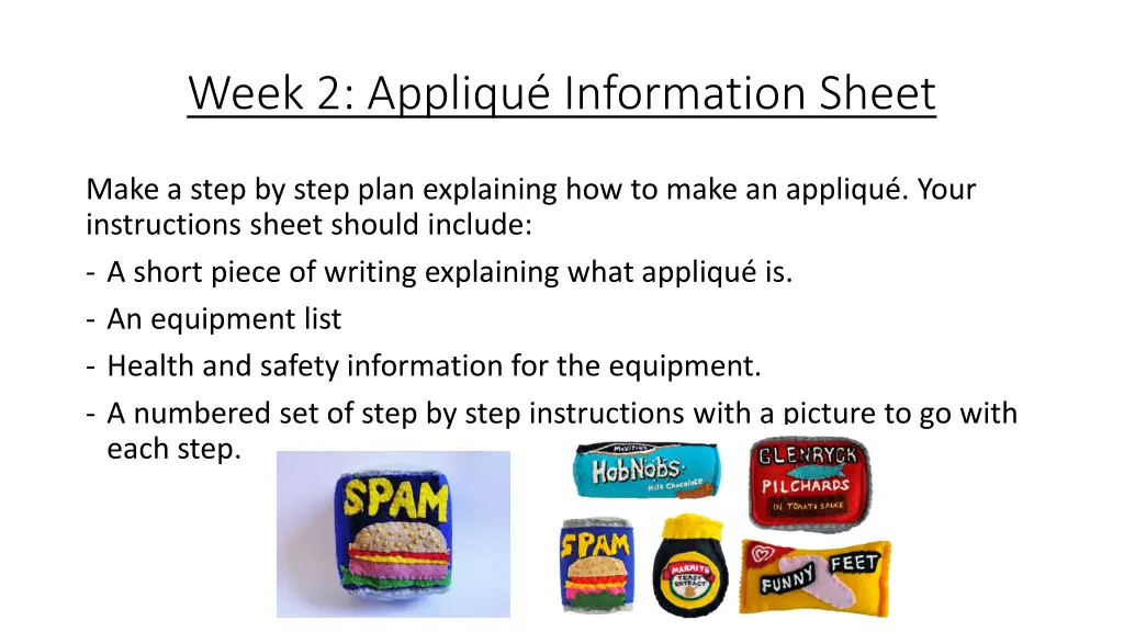 week 2 appliqu information sheet