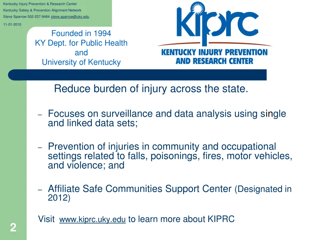 kentucky injury prevention research center