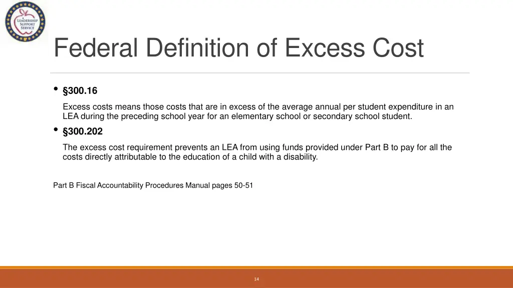 federal definition of excess cost