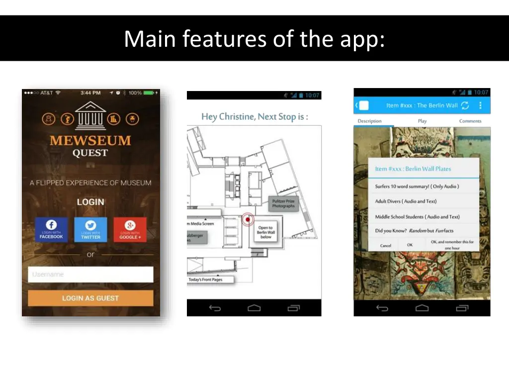 main features of the app