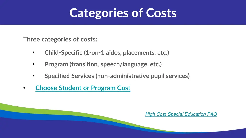 categories of costs