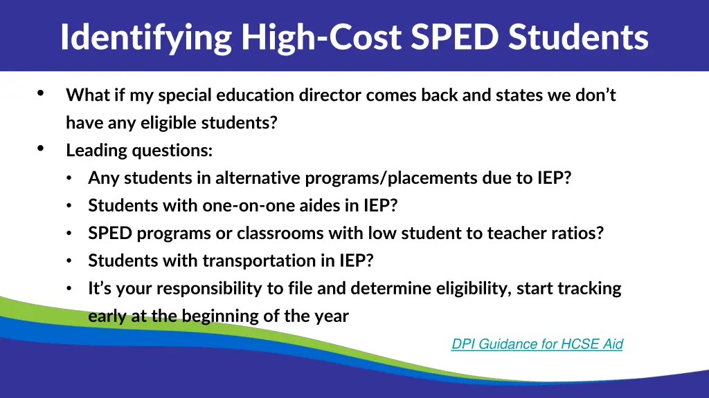 identifying high cost sped students