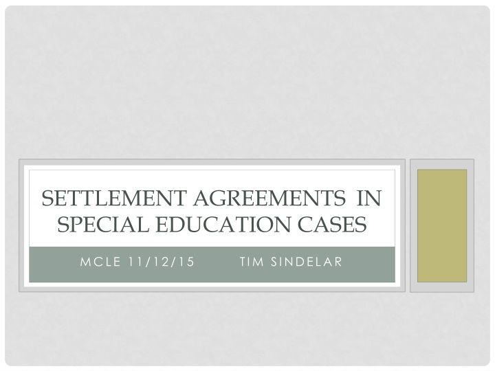 settlement agreements in special education cases