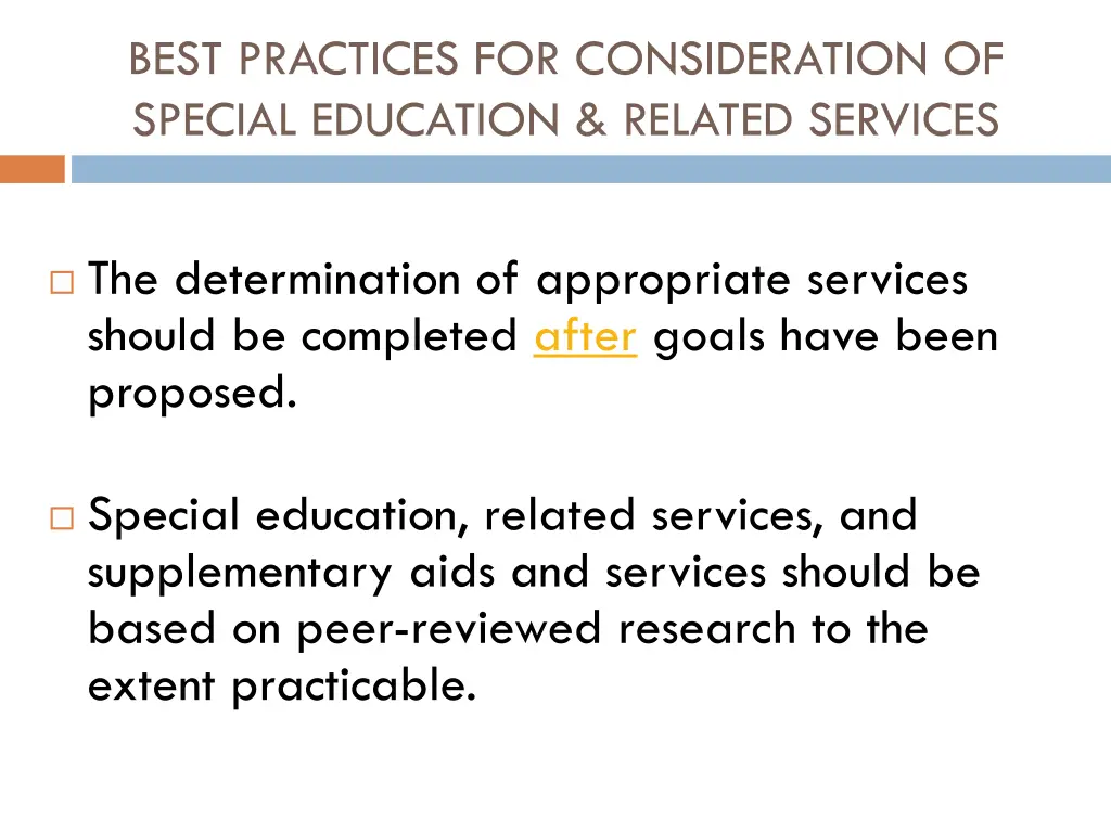 best practices for consideration of special