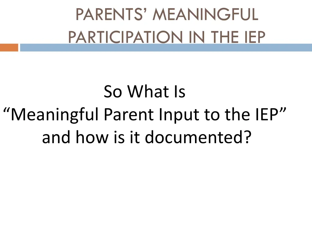 parents meaningful participation in the iep