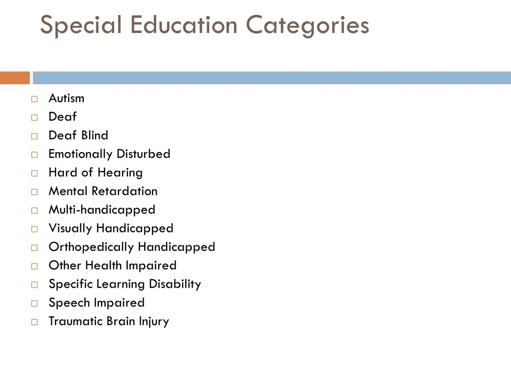 special education categories