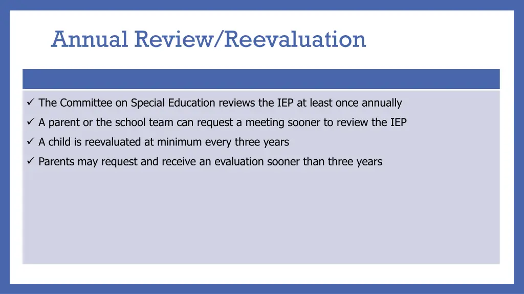 annual review reevaluation