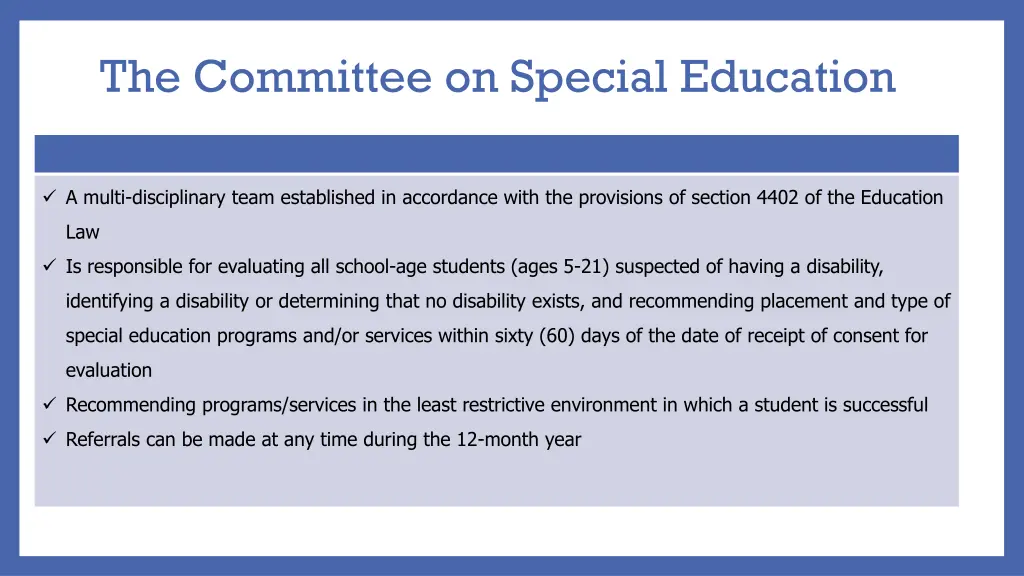 the committee on special education