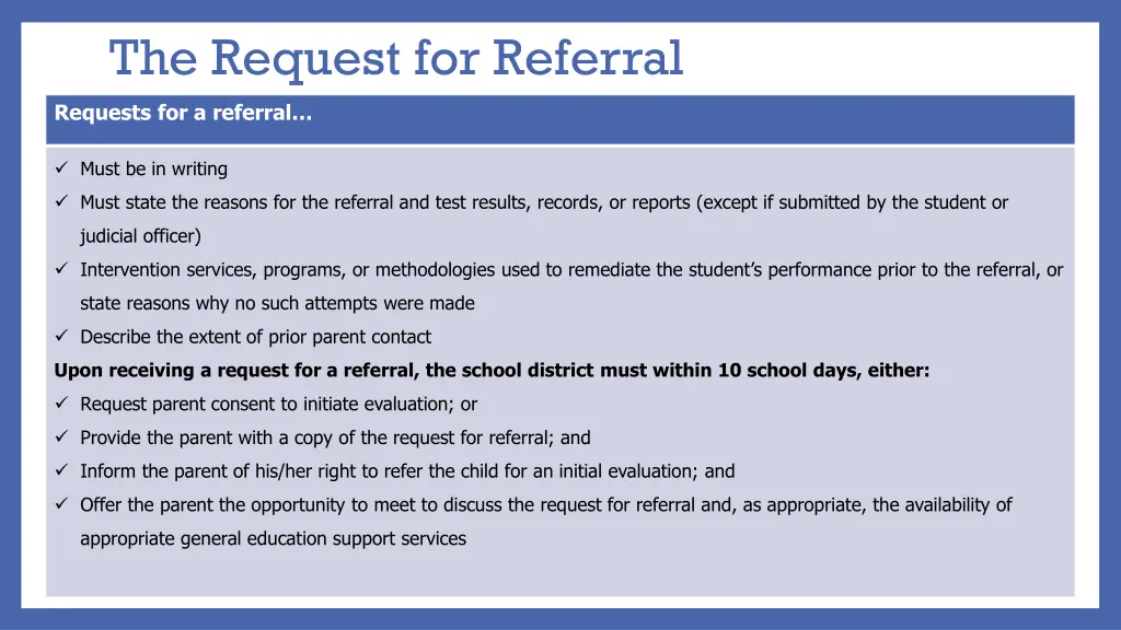 the request for referral