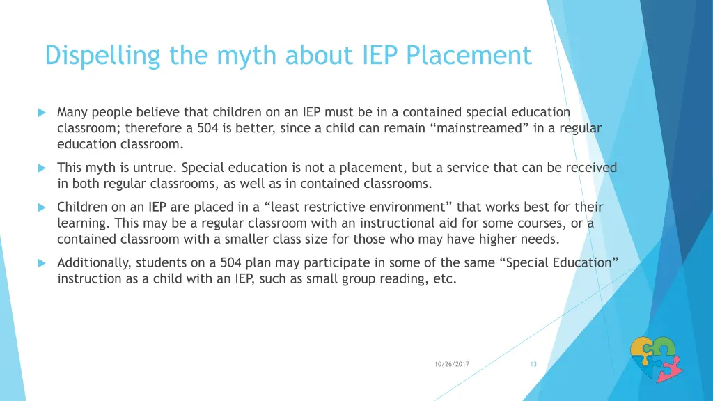 dispelling the myth about iep placement