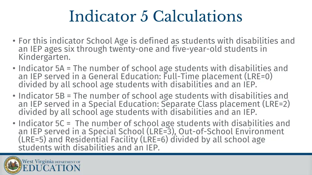 indicator 5 calculations