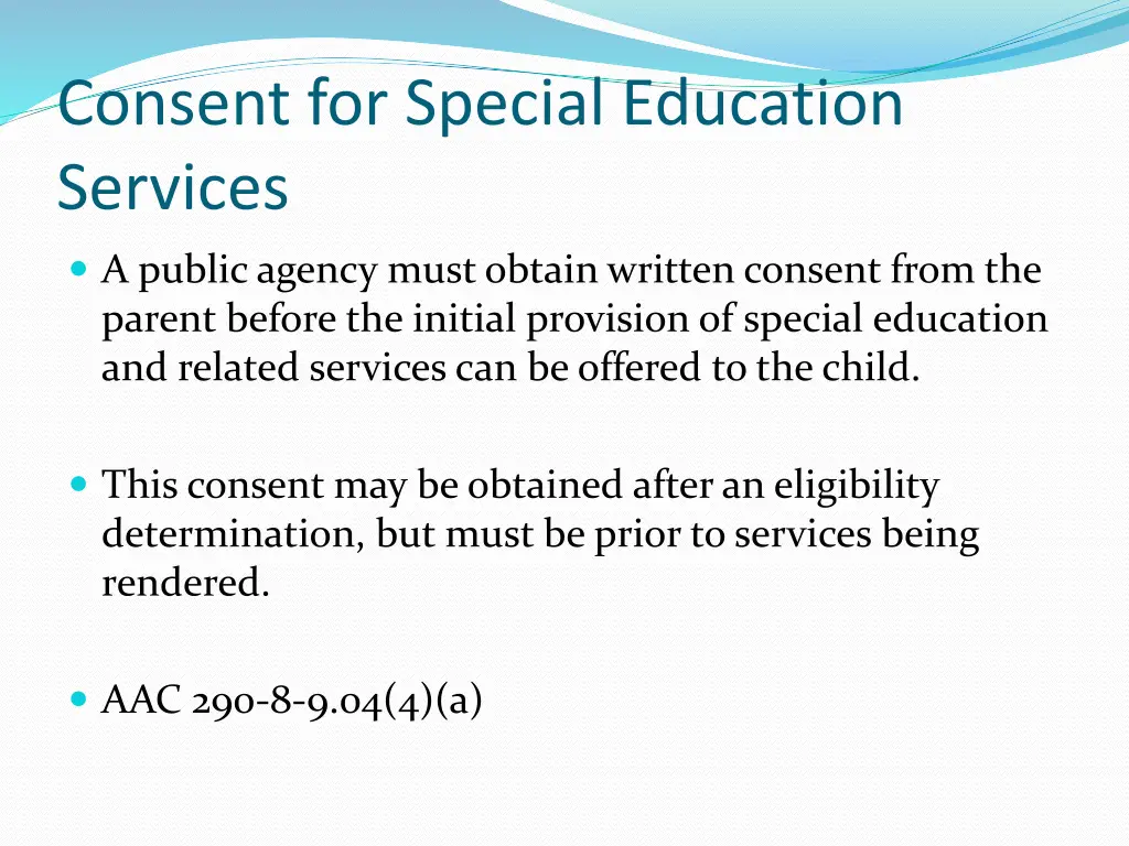 consent for special education services