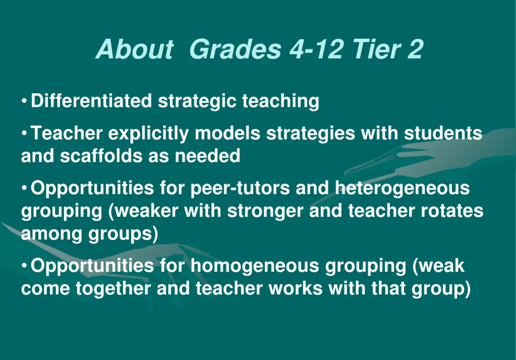 about grades 4 12 tier 2