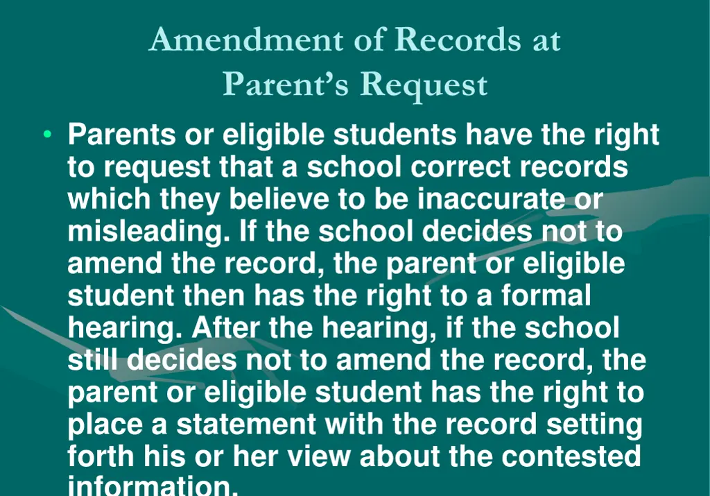 amendment of records at parent s request parents