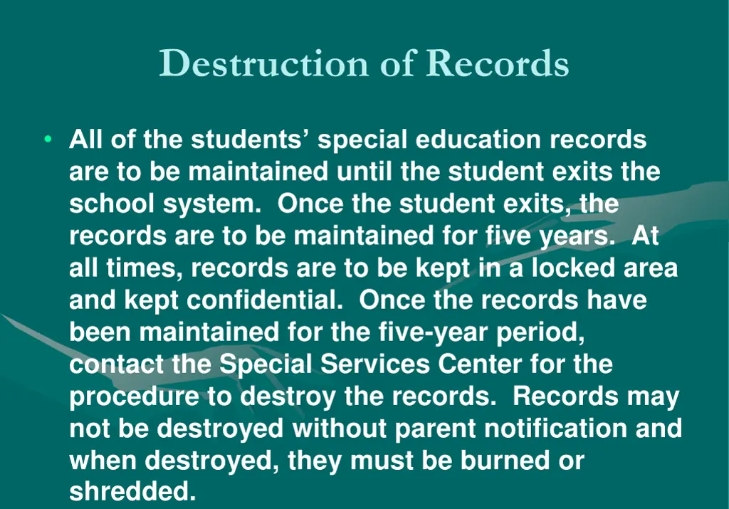 destruction of records