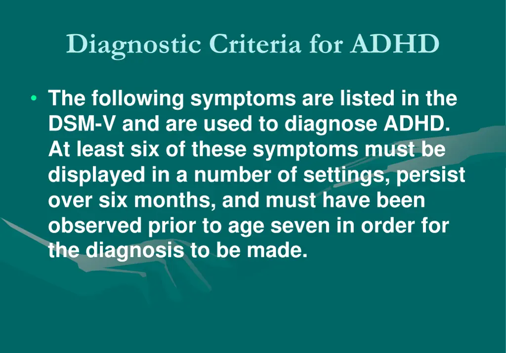 diagnostic criteria for adhd