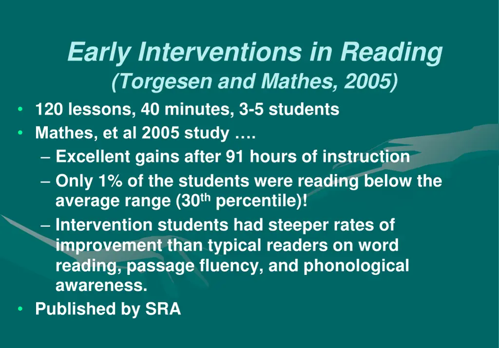 early interventions in reading torgesen