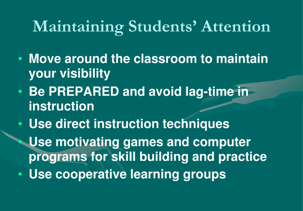 maintaining students attention