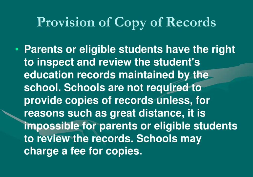 provision of copy of records