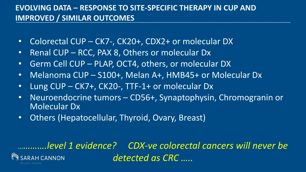 evolving data response to site specific therapy