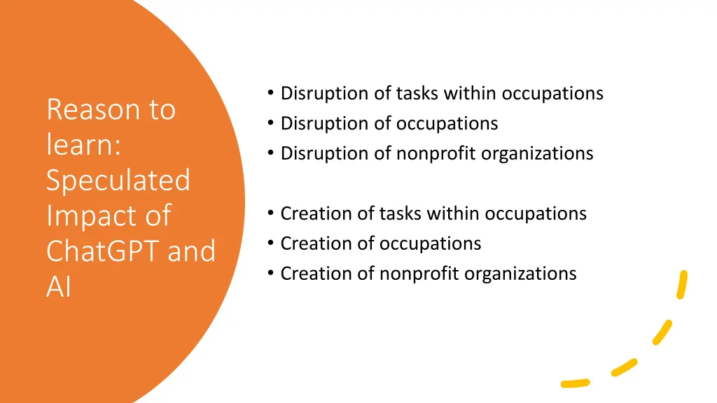 disruption of tasks within occupations disruption