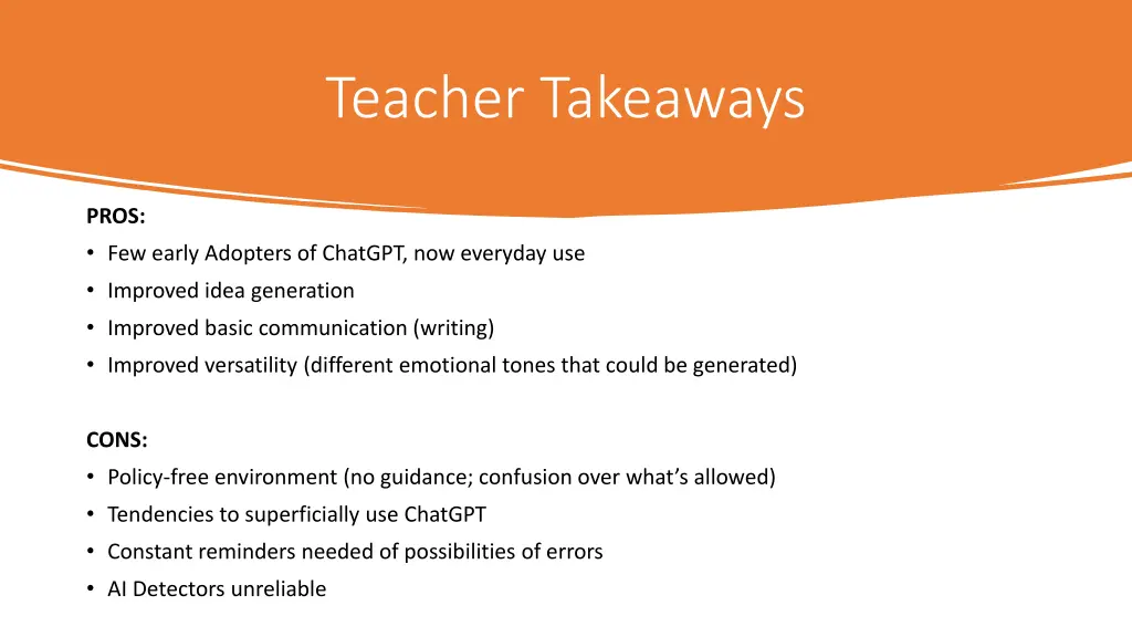 teacher takeaways