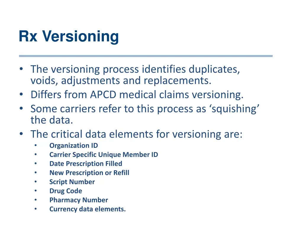 rx versioning