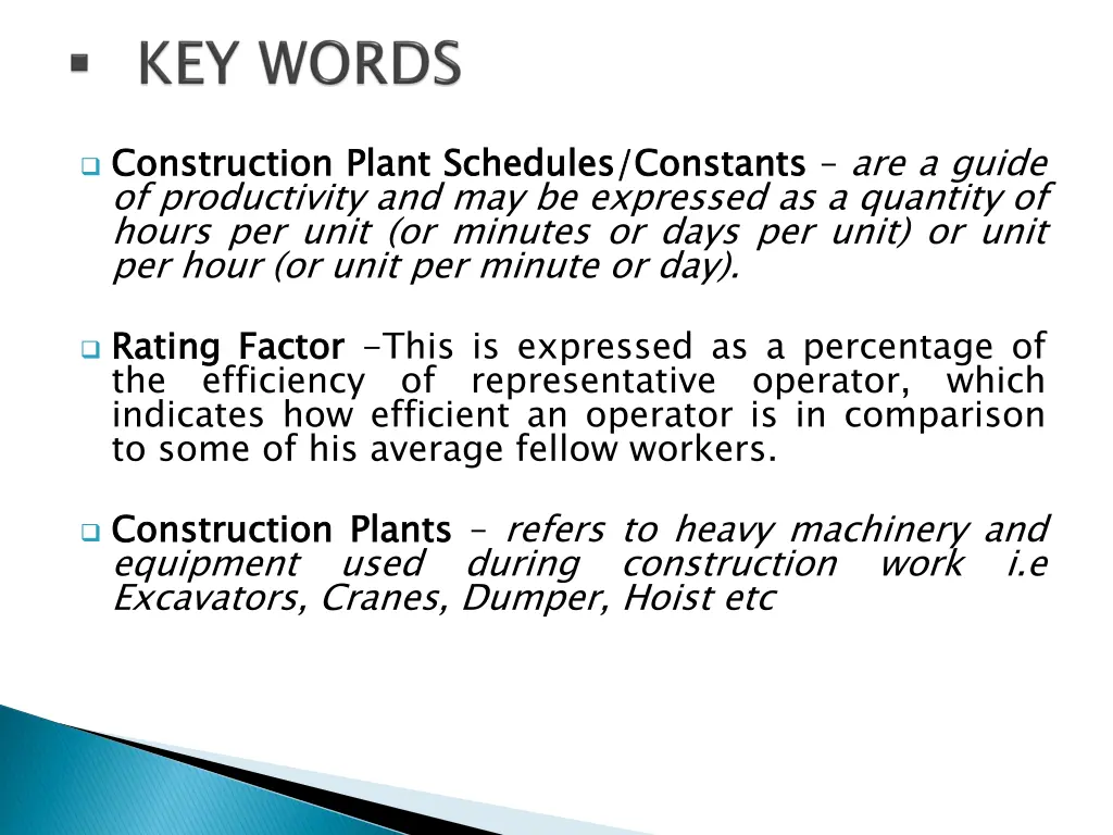 construction of productivity and may be expressed