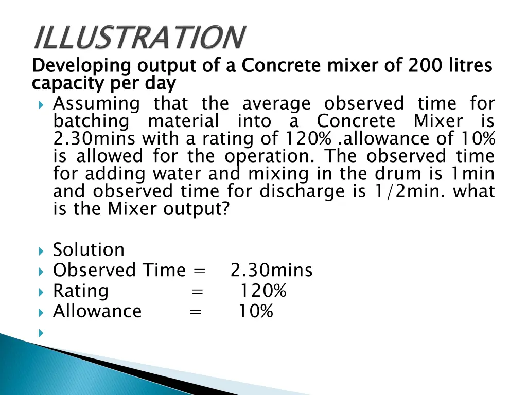 developing output of a concrete mixer