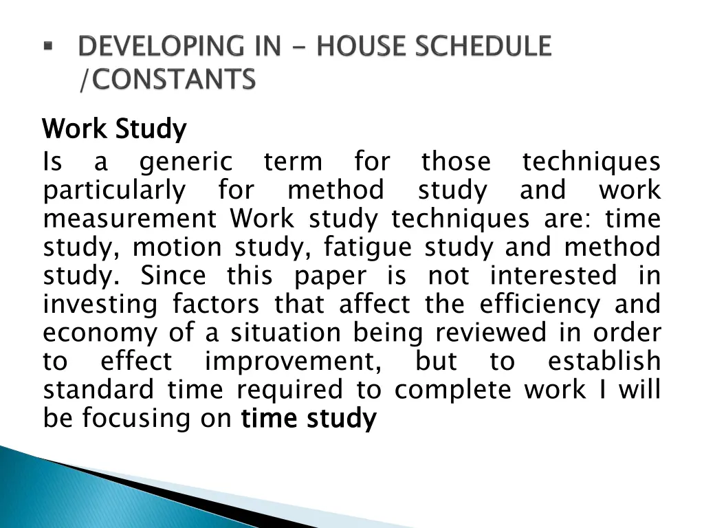 work study is particularly measurement work study