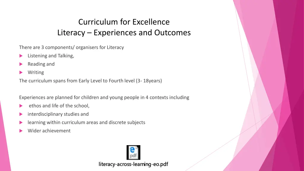 curriculum for excellence literacy experiences