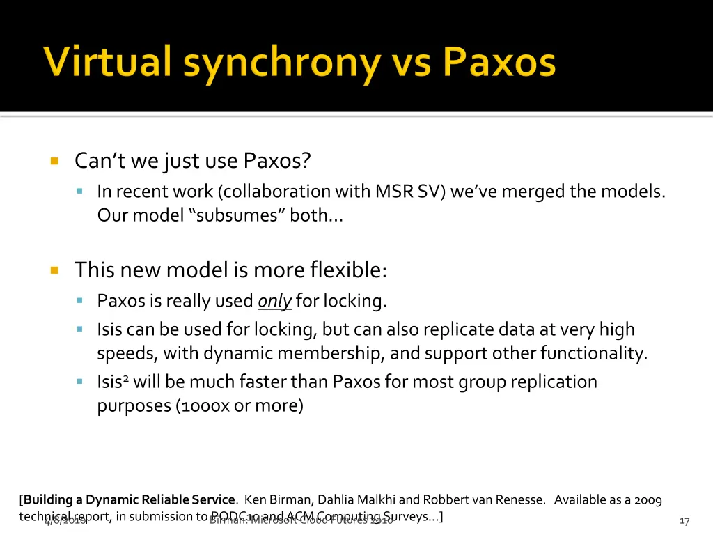 can t we just use paxos in recent work